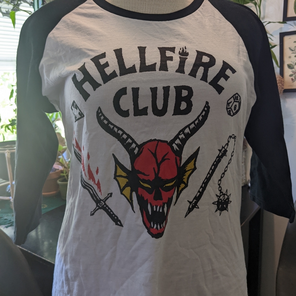 XL Hellfire Club baseball tee from Stranger Things
